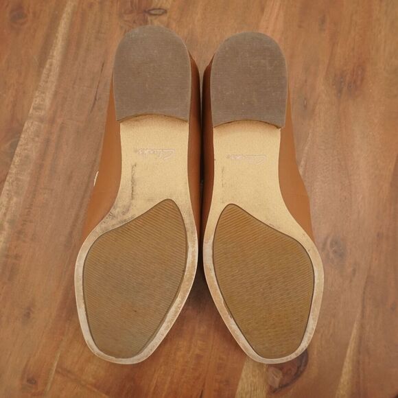 Clarks Womens Pure Viola Dark Tan Loafers Size 8.5 Leather Slip On Casual - Picture 10 of 11